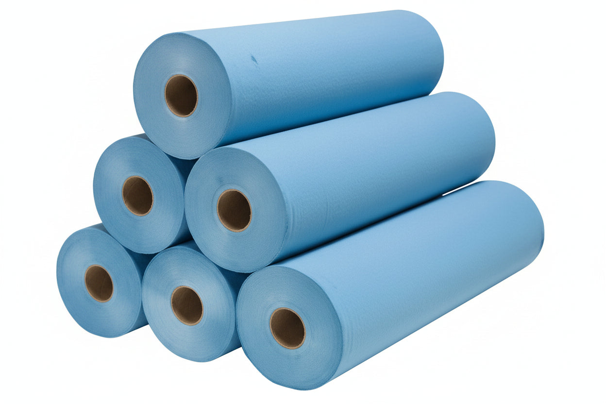 Draps d'examen Plastifie BLEU a 2 plis