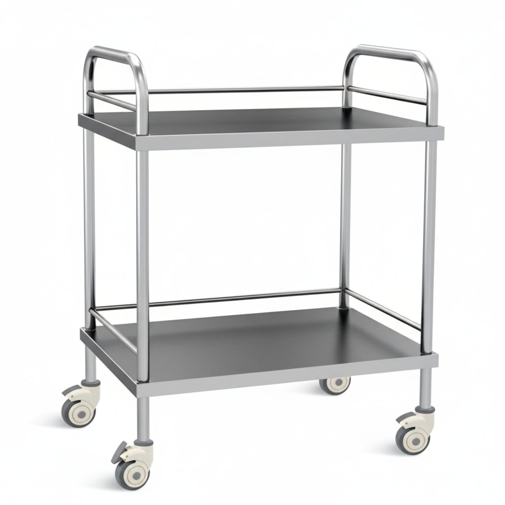 Gueridon en inox 2 plateaux