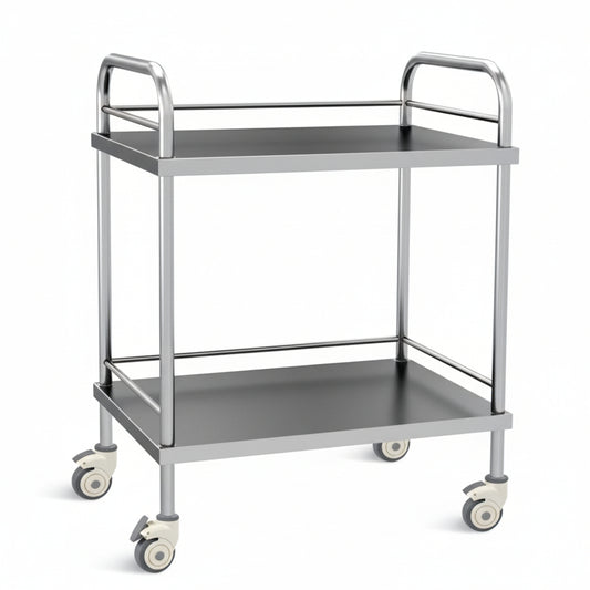 Gueridon en inox 2 plateaux