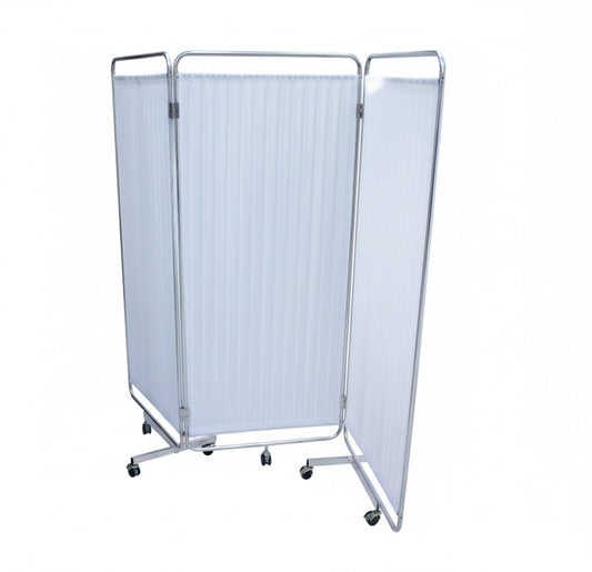 Paravent 3 volets en inox sur roulettes